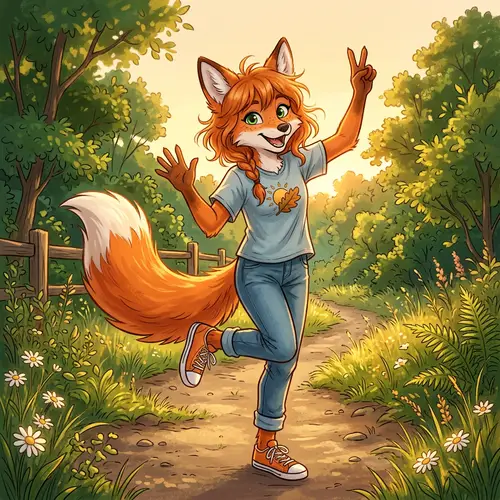 Anthropomorphic Fox Girl Illustration | Youthful Energy