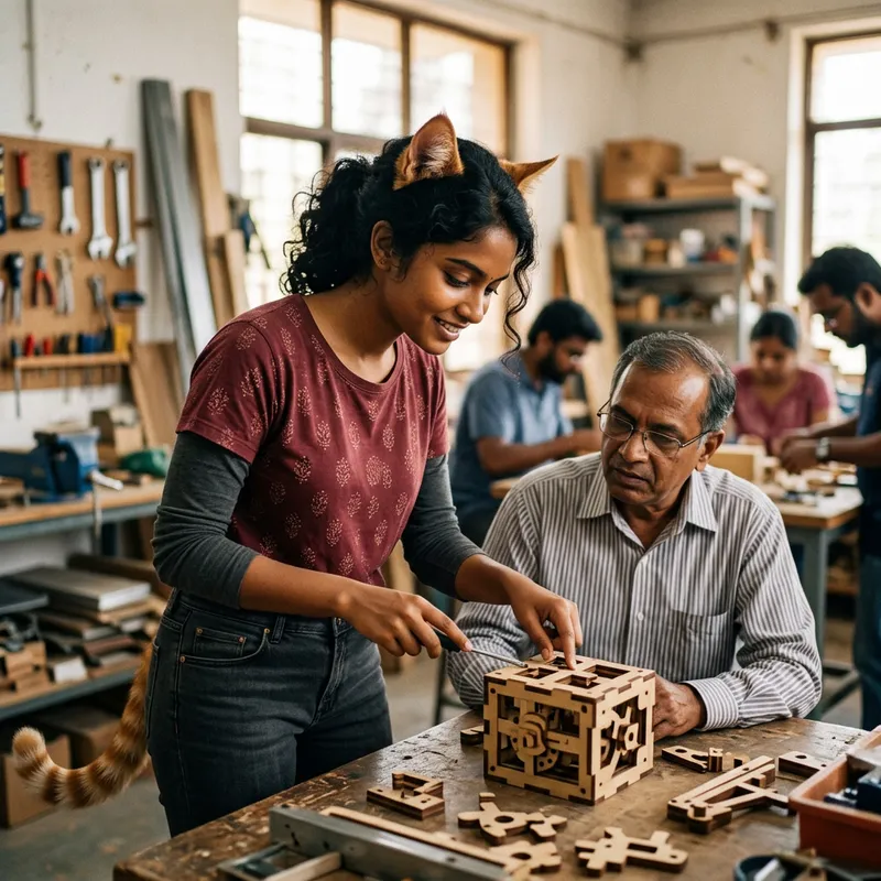 Cat Girl in Short Shirt | Offering Helpful Assistance