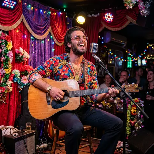 Charismatic Balkan Musician with Humor and Emotion