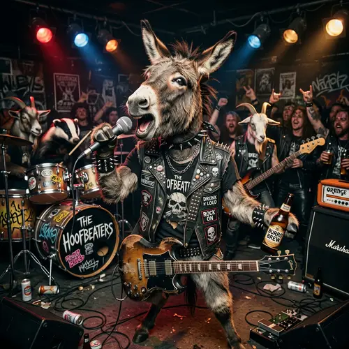 Drunk Donkey in Rock Band Style | Hard Rock Art