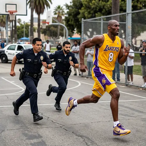 Muscular Basketball Player Fleeing Police | Lakers Uniform