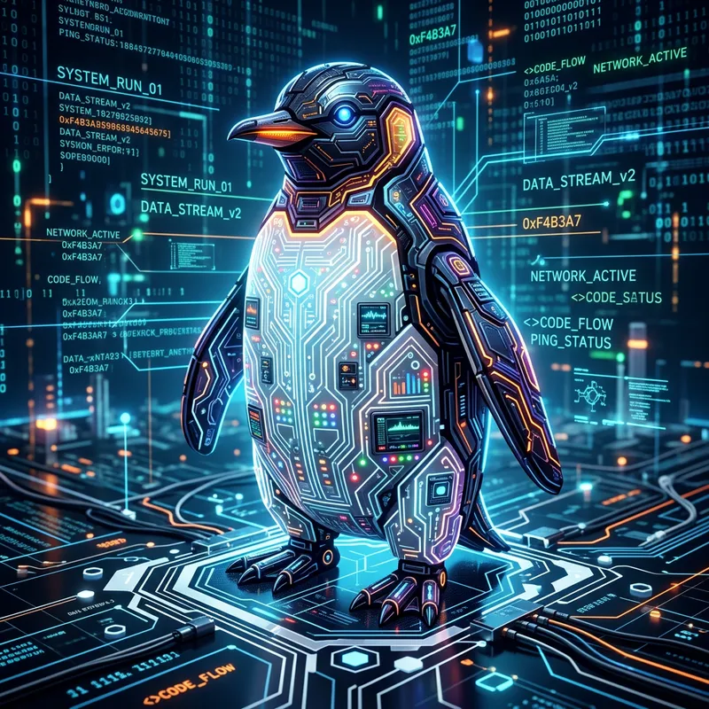 Futuristic Digital Penguin Art Design Futuristic Digital Penguin Art Design