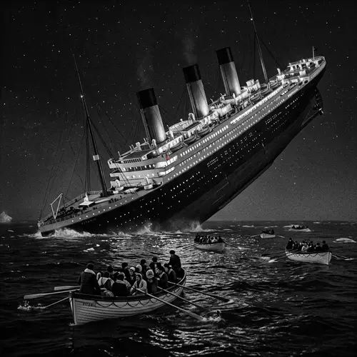 1912 Titanic Sinking: A Historic Black and White Image