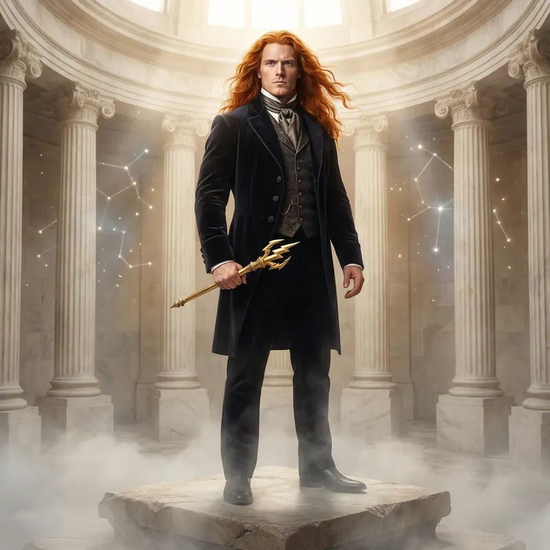 Majestic Greek God with Blue Eyes & Fiery Red Hair