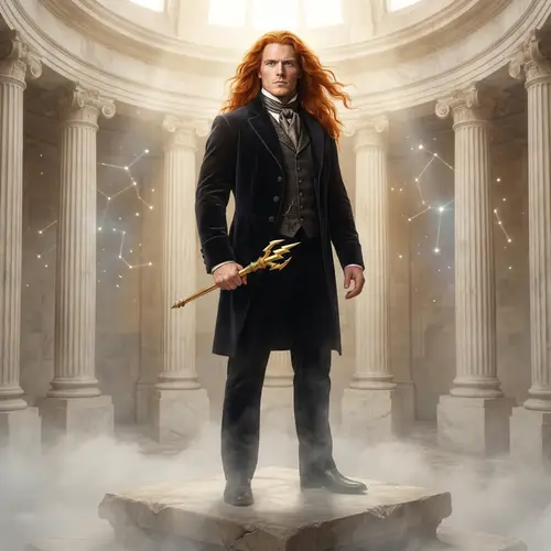 Majestic Victorian-Style Demi-God with Blue Eyes & Fiery Red Hair