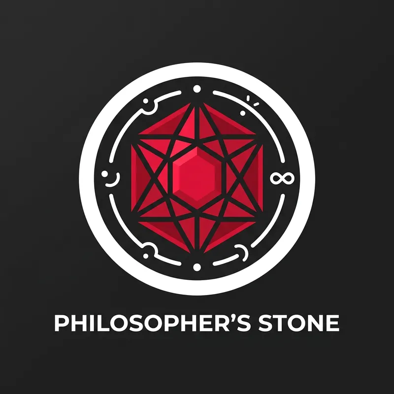 Simple Philosopher's Stone Logo in Red and White for Versatile Branding Simple Philosopher's Stone Logo in Red and White for Versatile Branding