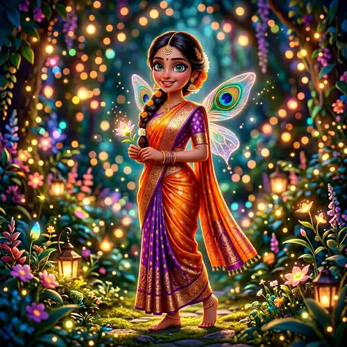 3D Indian Fairy in Saree - Pixar Style Animation