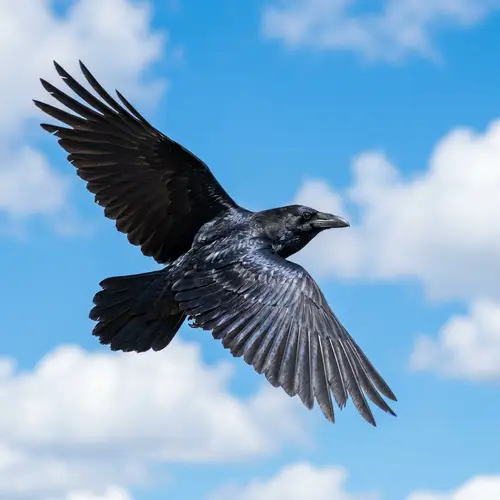 Majestic Raven in Flight: Dynamic and Powerful Scene