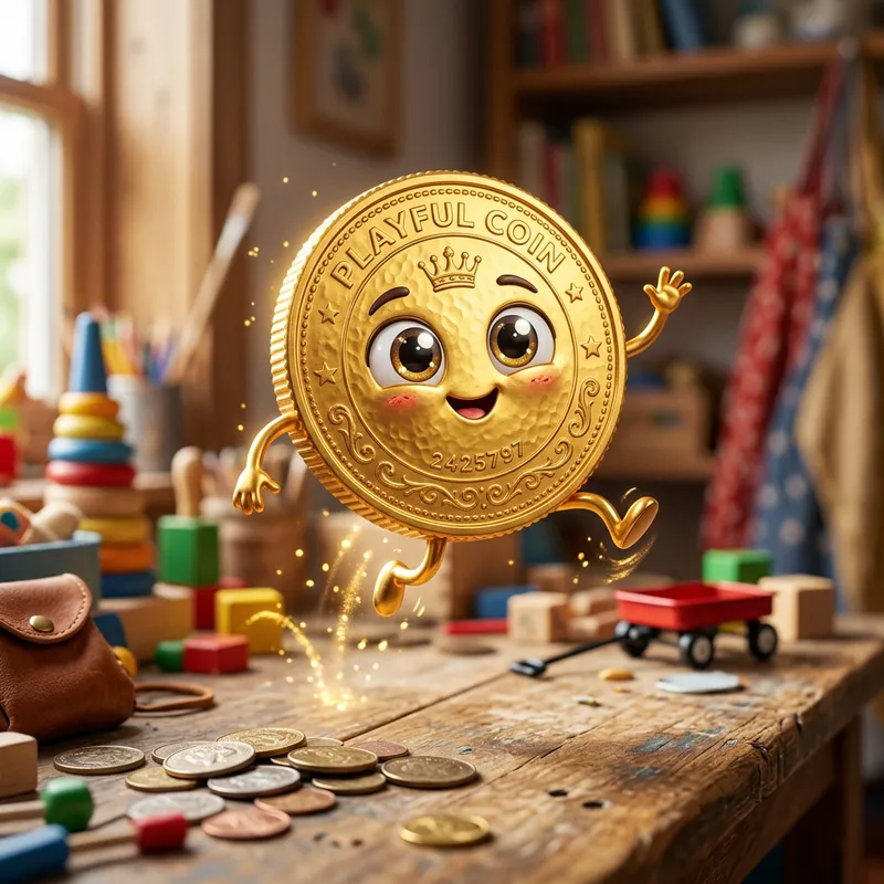 Playful Coin Creature: A Bouncing Gold Character Playful Coin Creature: A Bouncing Gold Character