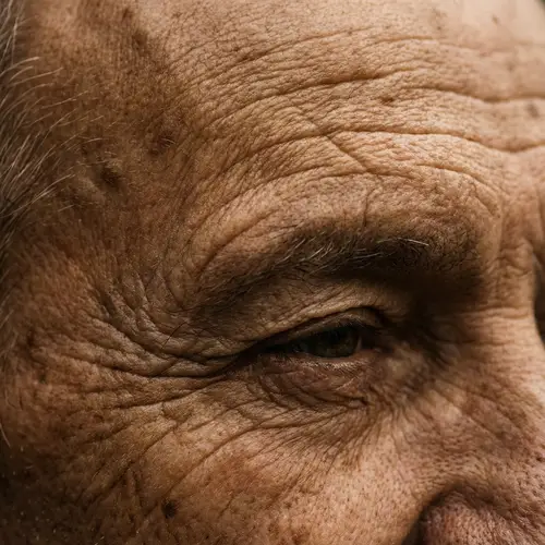 Aging Skin Texture Close-up: Natural Wrinkles and Folds Detail
