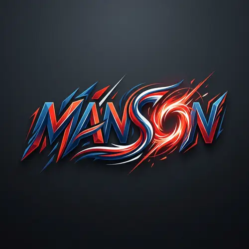 Dynamic 'MANSON' Logo Design with Bold Typography