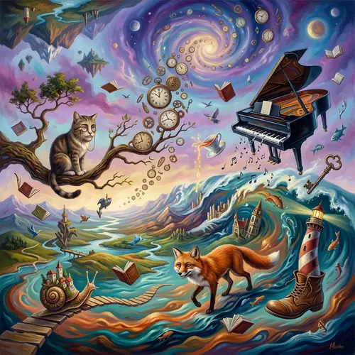 Surrealistic Transitions: Dreamlike Scene of Unexpected Beauty