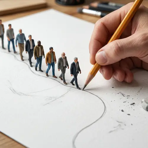 Men Walking on Pencil Lines: A Unique Art Perspective