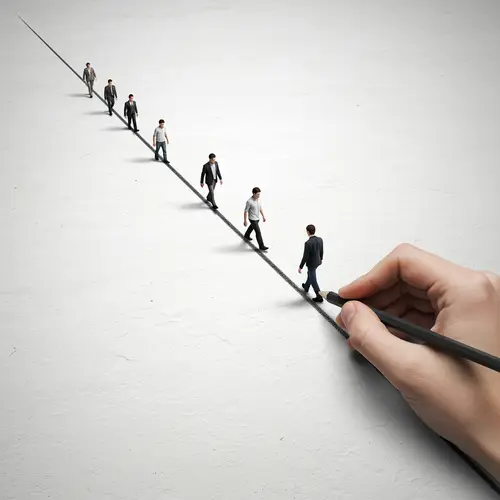 Men Walking on Pencil Lines: A Unique Art Perspective