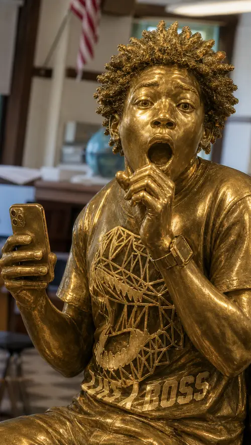 Hyper Realistic Golden Statue - Stunning Art Piece