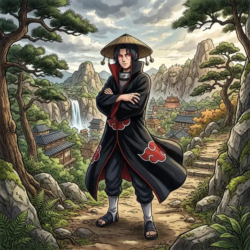 Akatsuki Naruto Character Cosplay with Sharingan Eyes