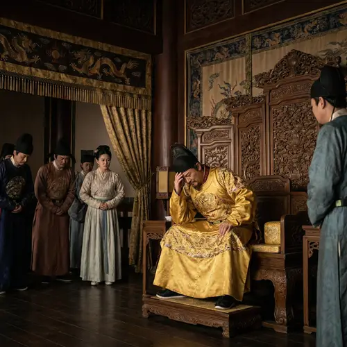 Distressed Emperor in Ancient Chinese Palace