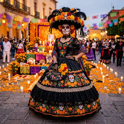 Traditional Catrina Costume for Celebrations