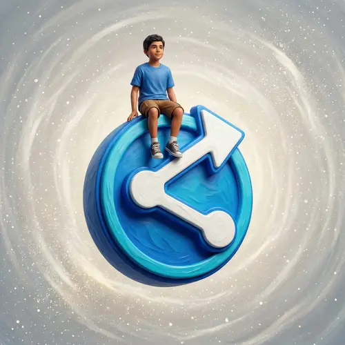 3D Young Hispanic Boy Sitting on Social Media Icon