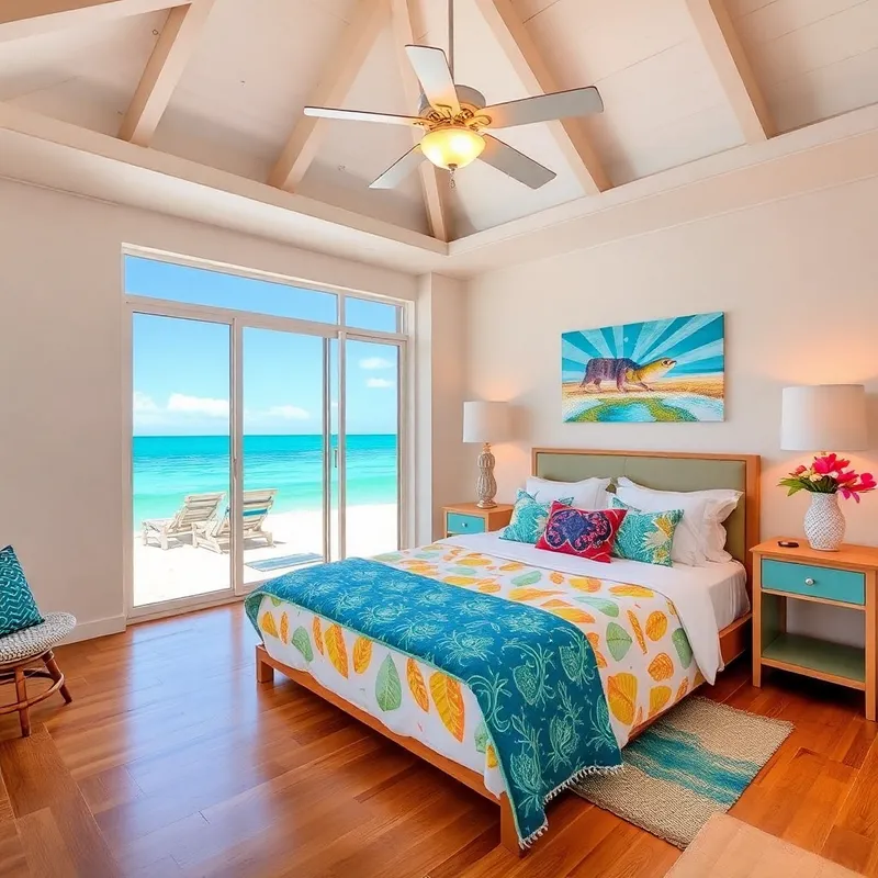 Colourful Tropical Beach Bedroom Decor Ideas