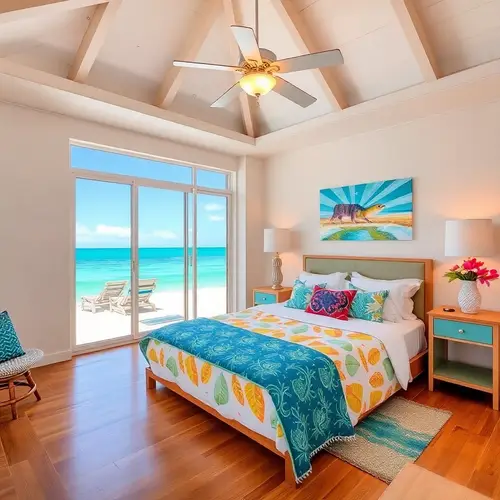Colourful Tropical Beach Bedroom Decor Ideas