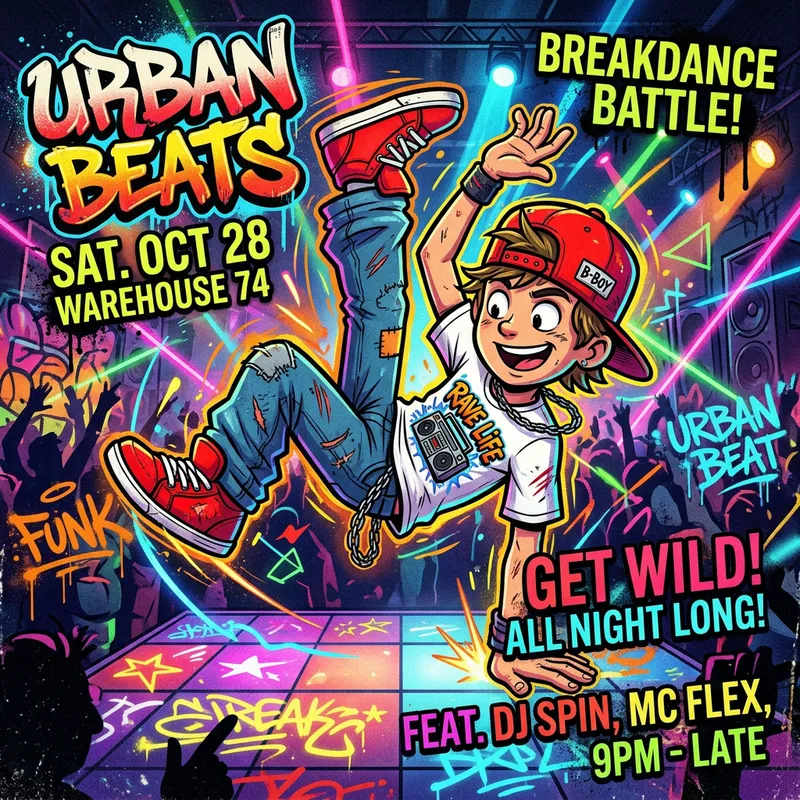 Cool Cartoon B-Boy with Red Hat and Shoes