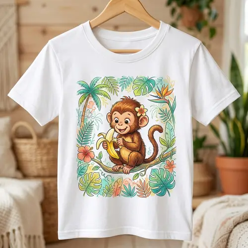 Cute Baby Monkey Banana T-Shirt