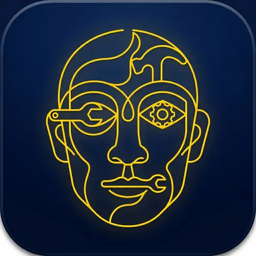 Toolduck Icon: Abstract Yellow Face with Tool Elements