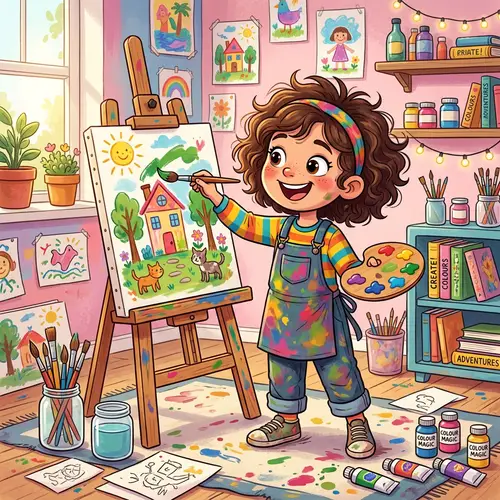 Passionate Child Cartoon Drawing | Enthusiastic Kid Illustration