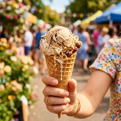 Delicious Hazelnut Ice Cream in Waffle Cone | Treat Yourself