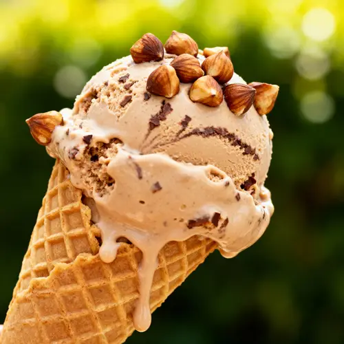 Delicious Hazelnut Ice Cream in Waffle Cone | Treat Yourself
