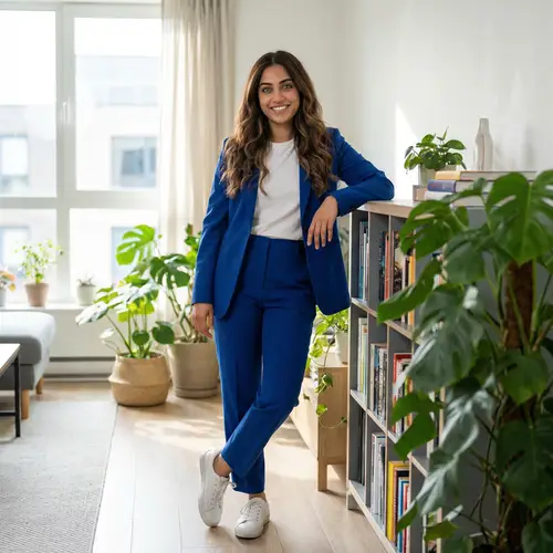 Trendy South Asian Woman in Stylish Blue Suit