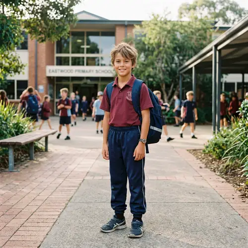 10-Year-Old Boy in School Uniform: A Snapshot