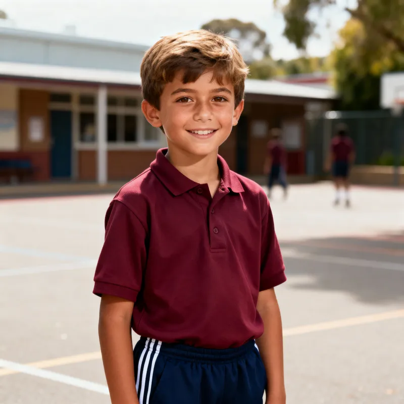 10-Year-Old Boy in School Uniform: A Snapshot