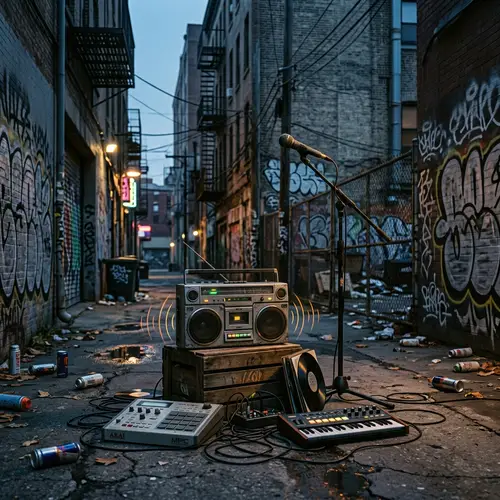 Gangster Trap Music Album in Gritty Urban Setting