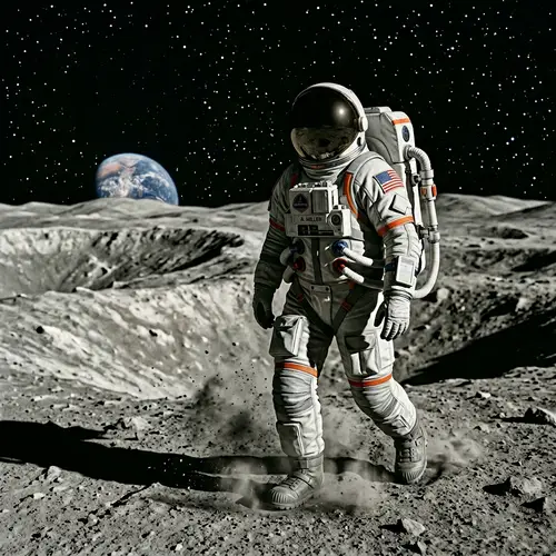 Elderly Gentleman Exploring the Lunar Surface