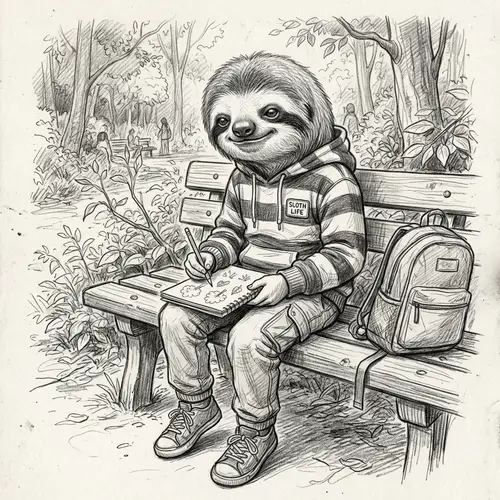 Unique Pencil Art: Kid with Sloth Head