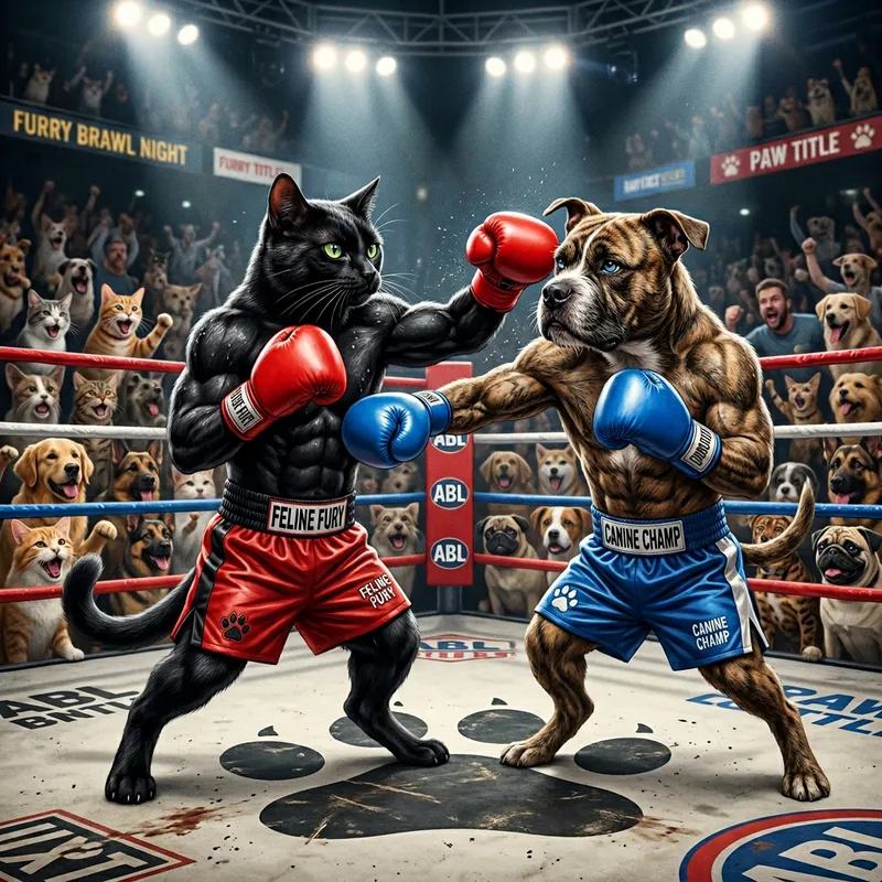 Muscle Cat vs Muscle Dog: Epic Boxing Showdown Muscle Cat vs Muscle Dog: Epic Boxing Showdown