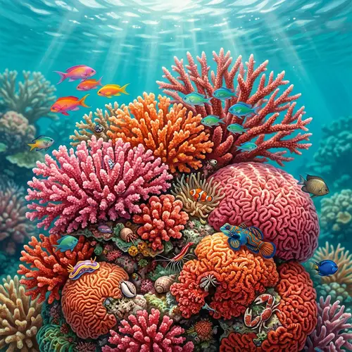Vibrant Coral Underwater | Pink, Orange, Red Color Variations