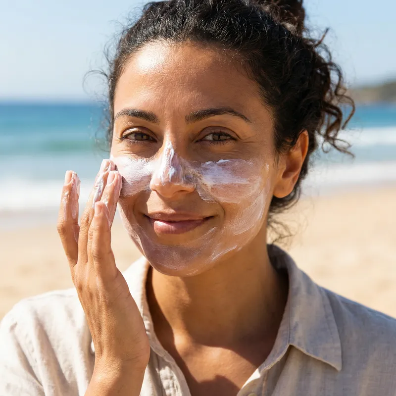 Woman with Zinc Cream - Skin Protection