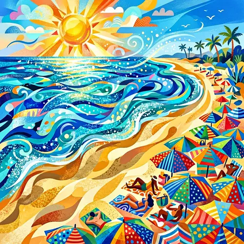 Vibrant Beach Illustration - Raster Artwork