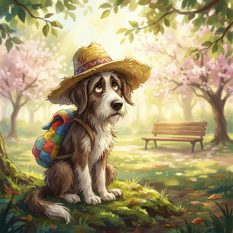 Whimsical Border Collie Illustration in a Park