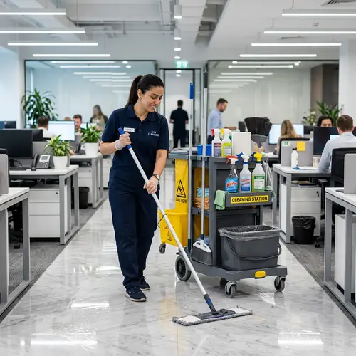 Dedicated Cleaning Technician in Modern Office