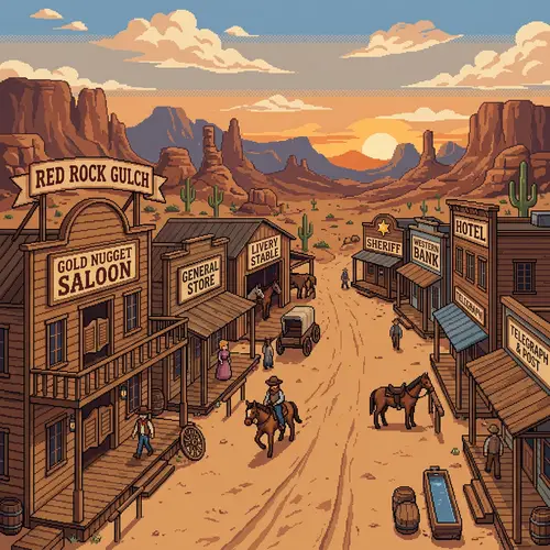 480x270 Western Style Pixel Art Background