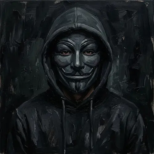 Portrait of a Hooded Man in Hacker Mask Art