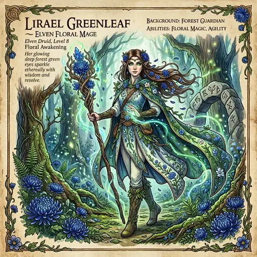 Lirael Greenleaf: Fantasy Character in D&D Style