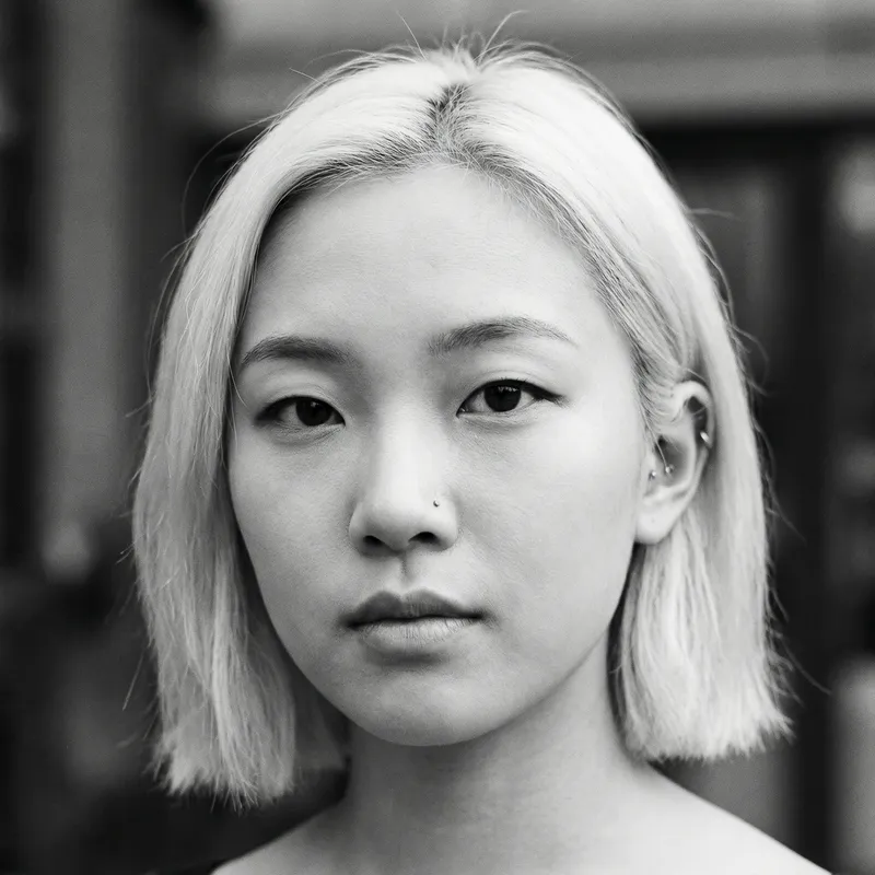 Stunning Black and White Portrait of Asian Woman