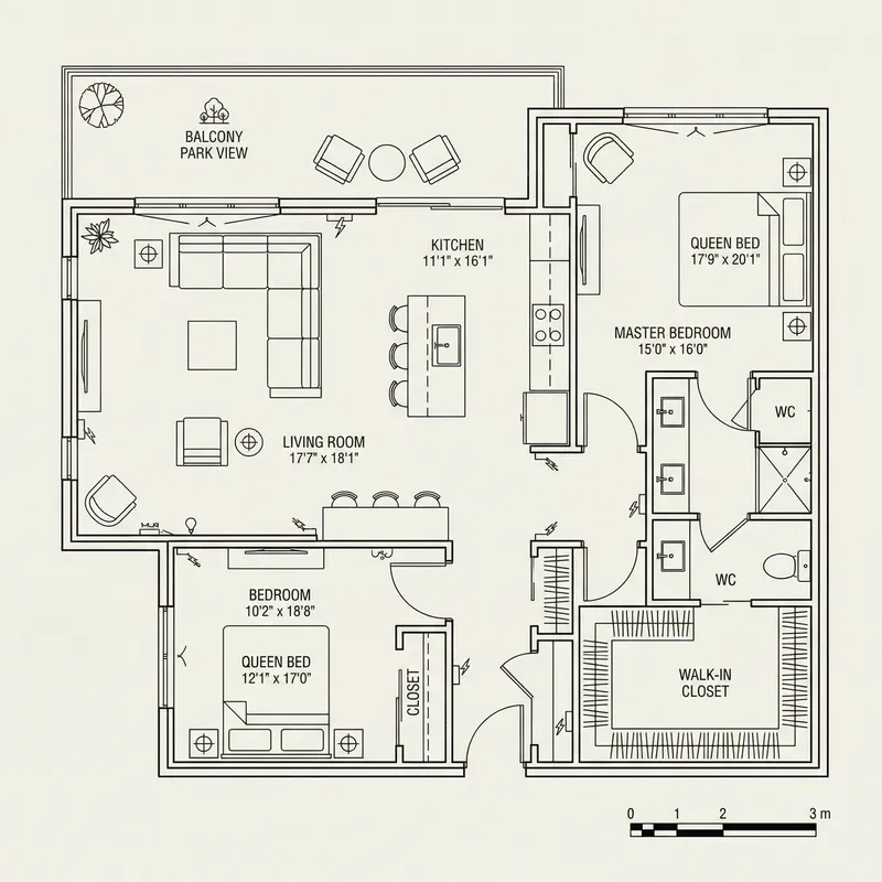 Two-Bedroom Apartment Floor Plan Design