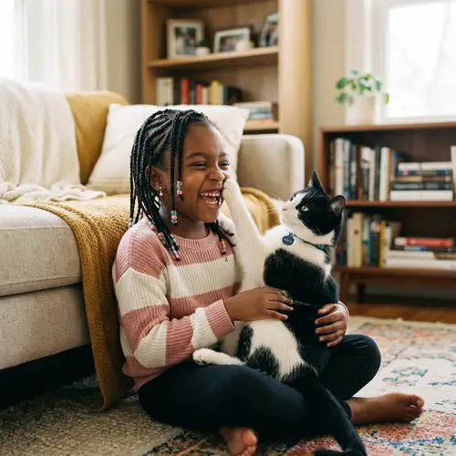 Paisley and Indie: Heartwarming Moment Between a Black Girl and Her Cat