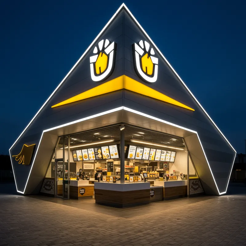 Unique Triangle-Shaped Fast Food Restaurant